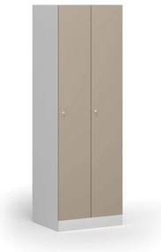 Kovová šatníková skrinka S1, 2-dverová, 1850 x 600 x 500 mm, cylindrický zámok, béžové dvere