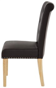 2x Jedálenská stolička Chesterfield 2 - koženka, svetlé nohy - Hnedá