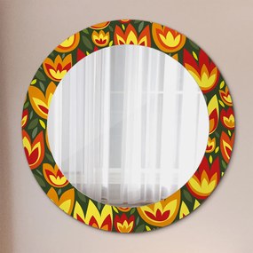 Okrúhle zrkadlo s potlačou Retro tulipány fi 60 cm