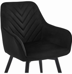 Otočné jedálenské kreslo NANA360 VELVET, čierne