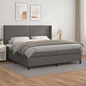 Boxspring posteľ s matracom sivá 200x200 cm umelá koža 3132463