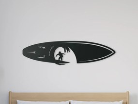 drevko Drevený obraz Surfista na vlnách Rozmer obrazu: 11,5 x 44,5 cm, Farba dekorácie: Čierna