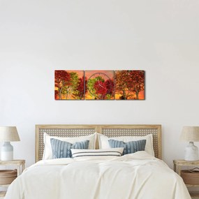 Obraz - Farebné stromy (s hodinami) (90x30 cm)