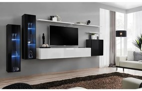 Obývacia stena Switch Sklo +LED XI čierna /Biely