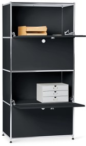 Kovová vysoká skrinka »CN3« so 4 výklopnými priehradkami, čierna