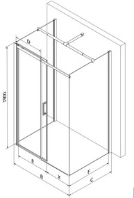 Mexen 3-stenná sprchová kabína Omega, 120 x 100 cm, priehľadná, chrómová, 825-120-100-01-00-3S