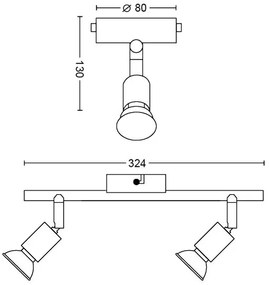 Philips - Bodové svietidlo LIMBALI 2xGU10/50W/230V biela