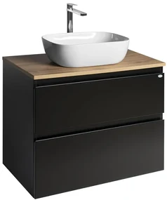 Aqualine Aqualine, ALTAIR skrinka s doskou 78,5 cm, čierna mat/dub emporio, AI680-01