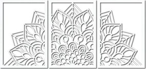 3-dielna mandala kvetov – moderná drevená nástenná dekorácia do obývačky | SENTOP HDF0583