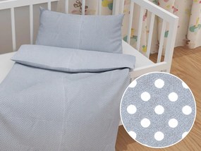 Biante Detské bavlnené posteľné obliečky do postieľky Sandra SA-342 Biele bodky na sivom Do postieľky 90x140 a 40x60 cm