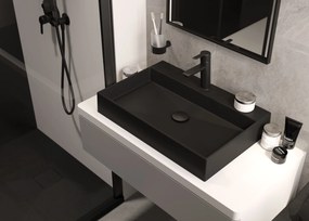 Deante Štvorcová sprchová vanička Correo 90x90 cm, granit, čierna - KQR N41B