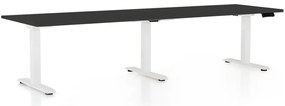 Výškovo nastaviteľný stôl OfficeTech Long, 260 x 80 cm, biela podnož, čierna