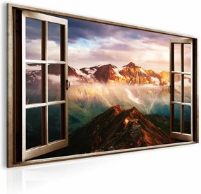 Malvis Obraz 3D okno - Rakúske Alpy Rozmery obrazu: 90x60cm