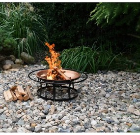 Prenosné ohnisko na drevo s roštom čierna/medená