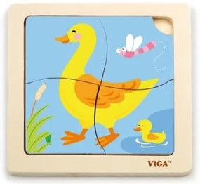 Viga drevené puzzle 4 dieliky - kačička