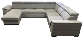 Rozkladacia sedacia súprava s univerzálnym rohom do U s úložným priestorom GRANADA svetlosivá