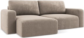 Béžová ženilková rozkladacia/s úložným priestorom rohová pohovka (ľavý roh/s leňoškou) Kona – Makamii