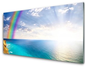Skleneny obraz Dúha u more krajina 100x50 cm