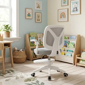 Detská otočná stolička Neoseat JUNI 010 s podnožou — látka, sivá