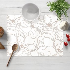 Biante Bavlnené prestieranie na stôl Sandra SA-268 Béžové designové kvety na bielom 35x45 cm
