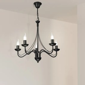Luster na reťazi ANTON 5xE14/15W/230V čierny