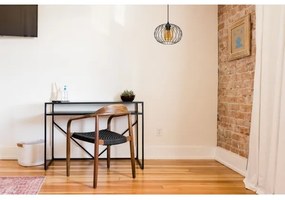 Luster na lanku CORRINI 1xE27/60W/230V pr. 25 cm čierna/béžová