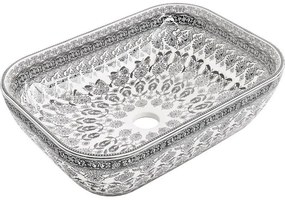 Mexen Rita, umývadlo na dosku 455x325x135 mm, biela-čierny vzor, 21084586