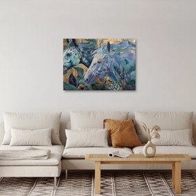 Obraz - Kone so zlatým pozadím (70x50 cm)