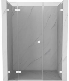 Mexen Lunar L, ľavé otočné sprchové dvere 130 cm, 8mm číre sklo, biely profil, 834SL-130-050-20-00-L