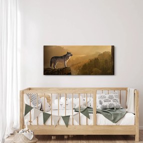 Obraz vlka na skale (120x50 cm)
