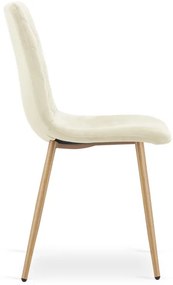 Set štyroch jedálenských stoličiek TURIN zamatové, svetlobéžové / hnedé nohy (4 ks)