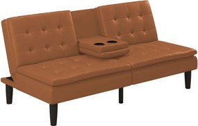 Koňakovohnedá rozkladacia pohovka z imitácie kože 191 cm Maine – Støraa