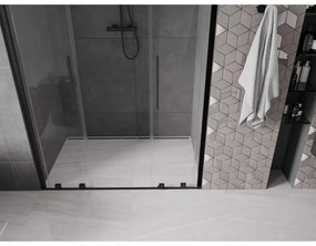 Mexen Velar Duo, posuvné dvere do otvoru 150x200 cm, 8mm číre sklo, čierna matná, 871-150-000-02-70
