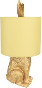 Zlatá stolná lampa králik so žltým tienidlom Rabbi – Ø20*43 cm E27/max 1*60W