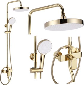 Rea Bloom, sprchová-vaňová súprava dažďovou hlavovou a ručnou sprchovou hlavicou, zlatá lesklá, REA-P9528