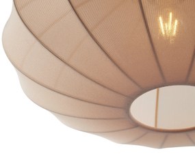 Japandi závesná lampa čierna s hnedým látkovým tienidlom - Bida