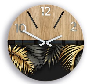 Dřevěné nástěnné hodiny Golden 33 cm dub přírodní/zlaté