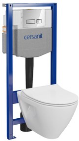 Cersanit Mille, System50 MECH podomietkový rám + závesná wc misa Mille Plus CleanOn + chrómové tlačidlo MOVI II, S701-752