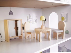 KIK KX6278 Dřevěný domeček pro panenky + nábytek 70cm šedý AKCE
