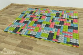 Detský metrážny koberec Lego pastelový