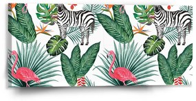 Sablio Obraz Zebra a Plameniak - 110x50 cm