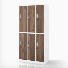 Šatníková skriňa BHP biela / orech, 6-dverová: Eco Design IGOR, 900 x 1850 x 450 mm