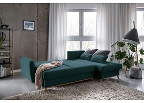 Tyrkysovomodrá rozkladacia rohová pohovka Miuform Scandic Lagom, pravý roh