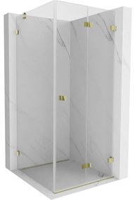 Mexen Lunar-F, 1-krídlový sprchový kút so skladacími dverami, pravý, 70 x 70 cm, 8mm číre sklo, zlatý lesklý profil, 836-070-070-50-00-P