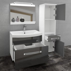 Kúpeľňový nábytok Belini Premium Full Version šedý lesk + umývadlo + zrkadlo + LED osvetlenie Glamour 45  GLA P 3/0/W/S/0/MB/PP