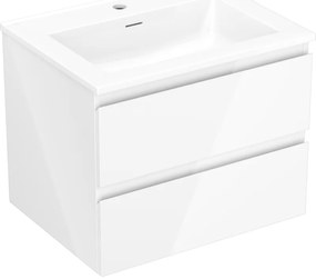 Mexen Orio, kúpeľňová skrinka 60 cm s umývadlom Otis, 2 zásuvky, biela lesklá, 91A10-06047-2-BFF00-W18M00