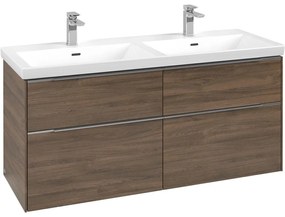 VILLEROY &amp; BOCH Subway 3.0 závesná skrinka pod dvojumývadlo, 4 zásuvky, s LED osvetlením, 1272 x 478 x 429 mm, Arizona Oak, C568L0VH