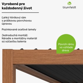 Blumfeldt LuminaHaven Pergola 3x3 Pozinkovaná oceľ Farba dreva