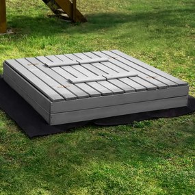 SPRINGOS Uzavreté drevené pieskovisko s lavičkami 120x120 cm – impregnované drevo, s plachtou a netkanou textíliou SBP120SET01X