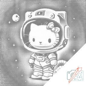 Gario Bodkovanie Hello Kitty Rozmery: 50 x 50 cm, Rámovanie: S vnútorným rámom, Farba bodiek: Zelená